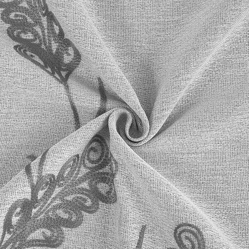 Melodieux Wheat Embroidery Linen Textured Curtains for Living Room Bedroom, Farmhouse Style Rustic Flax Drape Grommet, Grey Wheat, 52 by 84 Inch (...