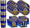 Royal Blue Prince Birthday Party Baby Shower Supplies Set Plates Napkins Cups Tableware Kit for 16...