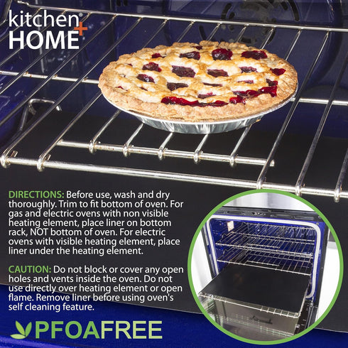 Kitchen + Home Oven Liner Set of 2 – Large Heavy Duty 100% PFOA & BPA Free – Non-stick Reusable Oven Liner for Gas, Electric & Microwave Ovens – W...