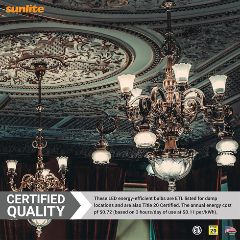 Sunlite 80137 LED A15 Appliance Clear Light Bulb, 6 Watts (40W Equivalent), 450 Lumens, Medium Base (E26), 90 CRI, Dimmable, ETL Listed, Ceiling F...