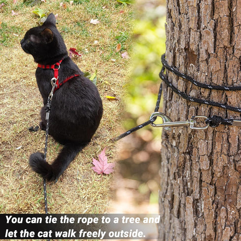 Cat Leash - 15 ft / 30ft Reflective Long Cat Leash Outdoor for Walking Training Playing - Escape Proof Yard Lead Pet Leash Also for Cats, Small Do...