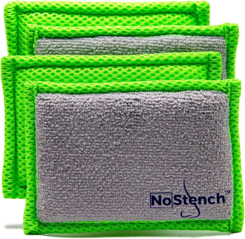 Kitchen Sponge | Odor Resistant, Non-Scratch Microfiber Mesh and Terry Cloth Sponge, No Odor, Long Lasting Odor Protection | Durable Odor Free Lif...