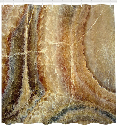 Ambesonne Marble Shower Curtain, Onyx Stone Surface Pattern Banded Variety Differing Lines Image Print, Cloth Fabric Bathroom Decor Set with Hooks...