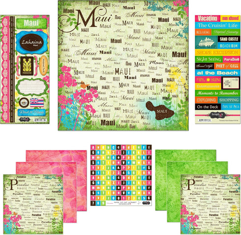 Scrapbook Customs Themed Paper and Stickers Scrapbook Kit, Maui Paradise, 12 inch by 12 inch, Bright...