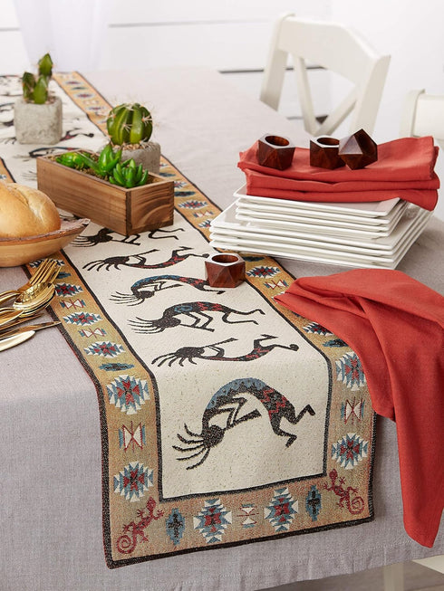 DII Tabletop Collection, Southwest Hacienda Stripe, Table Runner, 13x72, Kokopelli Tapestry...