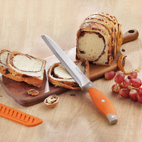 Bread Knife with Cover, 8 inch Serrated Bread Knife for homemade bread, Bread Cutter Ideal for Slicing Homemade Bread, Bagels, Cake (8-Inch Blade ...