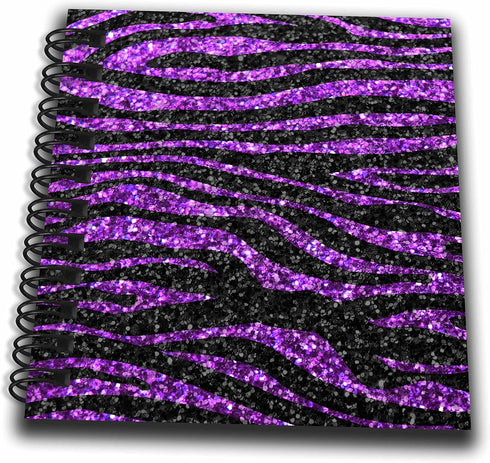 3dRose db_113175_3 Purple and Black Zebra Stripe Print Faux Bling Photo Not Actual Glitter Glittery Sparkles Sparkly Mini Notepad, 4 by 4"...