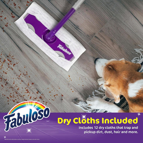Fabuloso Dry and Wet Sweeper with Bonus 12 Dry Cleaning Pads| Clean Your Floors with Ease | 2-in-1 Sweeping and Light Mopping, Lightweight, Swivel...