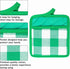 GROBRO7 5Pcs Cotton Buffalo Check Plaid Pocket Pot Holder Set Kitchen Heat Resistant Potholder Durable Cloth Potholders Bulk Green & White Oven Mi...
