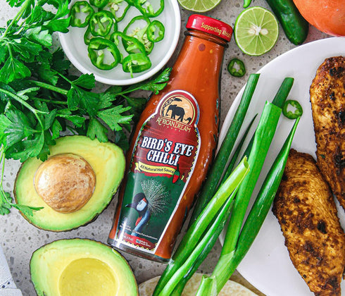 Bird's Eye Chilli Hot Sauce by African Dream Foods | All-Natural Thick and Chunky Chilis with Seeds| Made in Africa | 5 fl oz Glass Bottle...