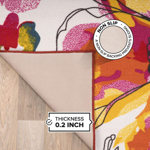 Rugshop Modern Bright Flowers Non-Slip (Non-Skid) Area Rug 20" X 30" Multi...