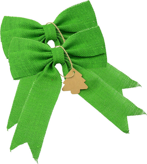 Aokbean Set of 2 Wedding Decor Bows Christmas Tree Topper Bow Rustic Decor Burlap (Christmas Green)...