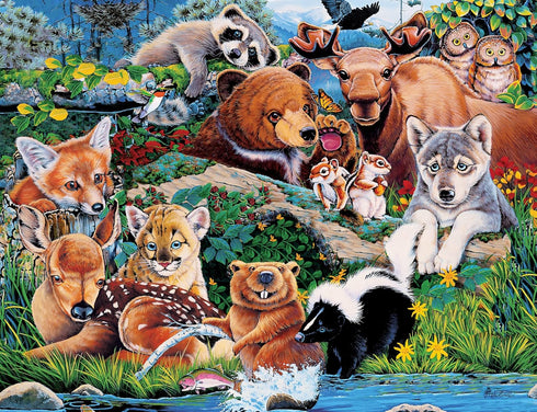 Masterpieces World of Animals 100 Piece Jigsaw Puzzle for Kids - Forest Friends - 11.5"x15"...