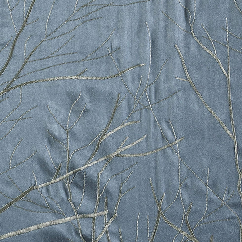 Madison Park Andora Embroidered-Rod Pocket Valance, Tree Small Faux Silk Valances for Window, 50" x 18", Blue...