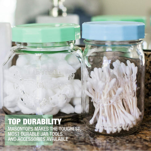 Masontops Tough Tops - Ball Wide Mouth Mason Jar Lids Plastic Leakproof - Multi Colored Plastic Mason Jar Lids - Reusable Canning Lids fit Ball Ja...