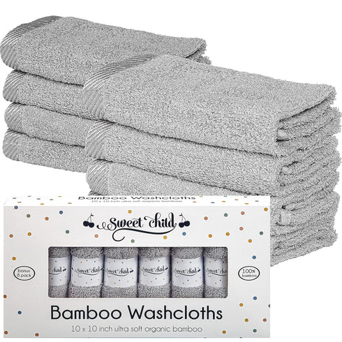 Sweet Child 8-Pack Baby Washcloths -Super Soft Rayon Washcloth, Baby Wash Cloths for Newborn,Infants and Kids, Bath Baby Towels, Body and Face Tow...
