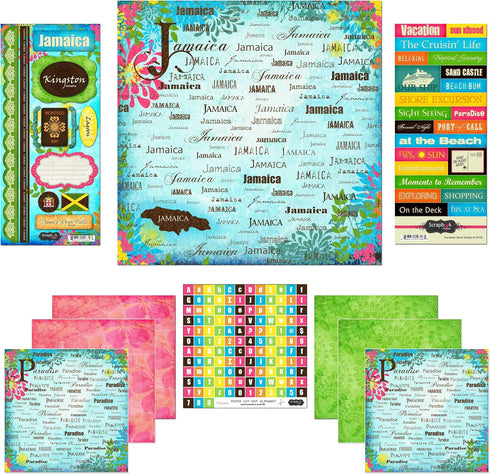 Scrapbook Customs Themed Paper and Stickers Scrapbook Kit, Jamaica Paradise, 12 inch by 12 inch...