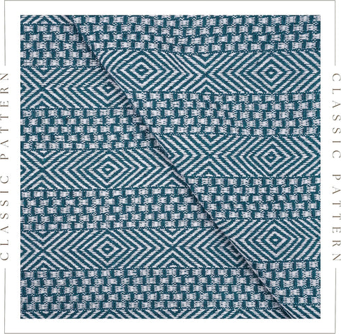 RAJRANG Rustic Throw Blanket with Decorative Tassel Cotton Throws Geometric Woven Soft Patio Comfy Blankets Teal Blue - 50 x 60 Inches...