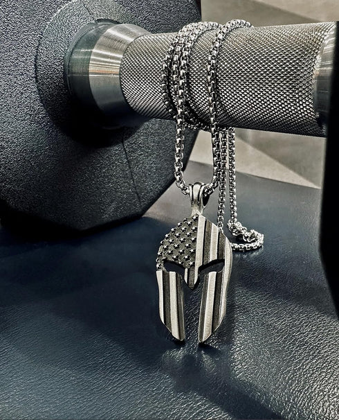 Workout Pendant Necklace, The Spartan Warrior Pendant, Self-Discipline, Hard Work, Dedication, Motivational Gift for Gym Lovers, Titanium Steel Ne...