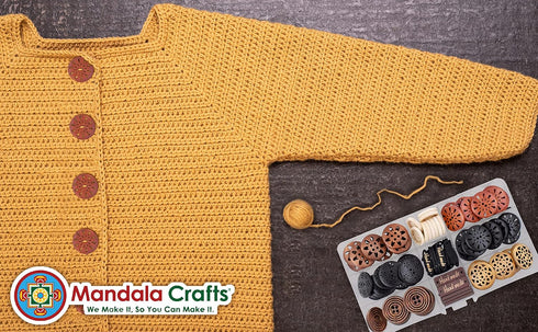 Mandala Crafts Large Wooden Buttons for Crafts – Carved Wood Buttons – Assorted Craft Buttons for Sweaters Decorative Buttons Sewing...