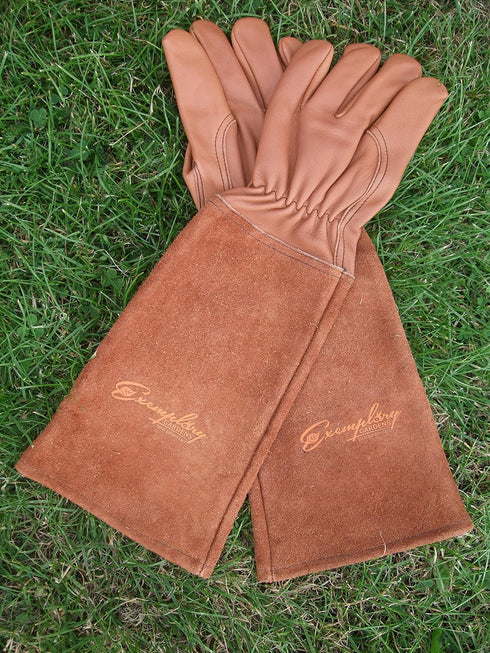 Rose Pruning Gloves for Men and Women - Thorn Proof Goatskin Leather Gardening Gloves with Gauntlet (Extra Large, Brown)...