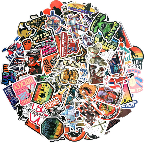 100Pcs Hockey Stickers Perfect for Water Bottle Cup Laptop Guitar Car Motorcycle Bike Skateboard Luggage Box for Teens Laptop Aesthetic Stickers...