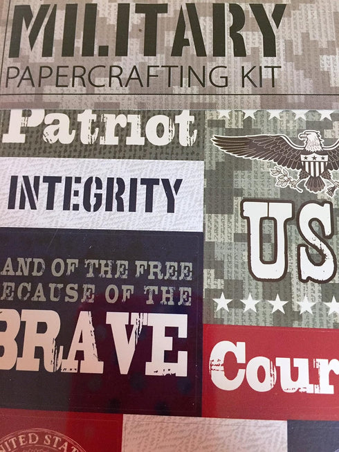 Military 12x12 Scrapbooking Page Kit, 13 pcs. Hero, USA, Brave, Courage, Duty Calls...