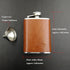 3oz Brown Red Leather Wrapped Hip Flask with a Funnel 18/8 Stainless Steel-YM102...