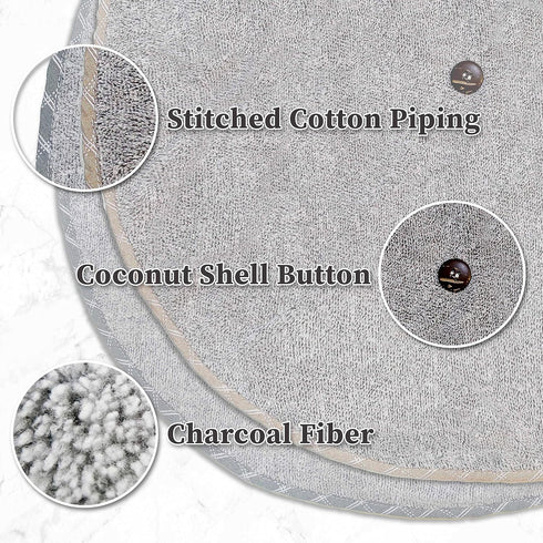 myHomeBody Hand Towels with Hanging Loops, Absorbent Charcoal Fiber Cleaning Clothes with Coconut Shell Button for Kitchen, Round Shape, Set of 2,...