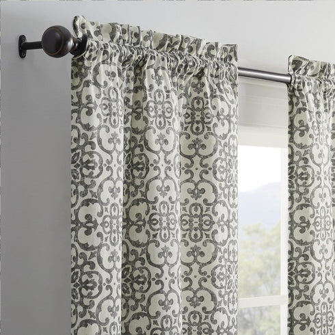 PAIRS TO GO Brockwell Decorative Window Treatment Rod Pocket Curtains for Living Room, Double Panel, 28" x 63", Charcoal...