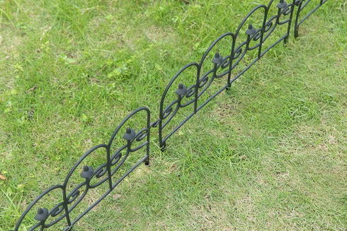Gardenised QI003741.LB Decorative Black Vinyl Garden Patio Lawn Fence Landscape Panel Border, 24 x 13...