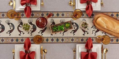 DII Tabletop Collection, Southwest Hacienda Stripe, Table Runner, 13x72, Kokopelli Tapestry...
