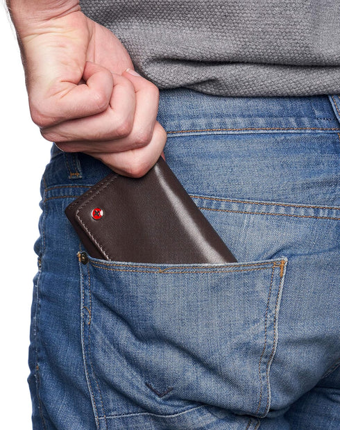Alpine Swiss RFID Mens Theo Trifold Wallet Deluxe Capacity With Divided Bill Section Camden Collection Soft Nappa Brown...