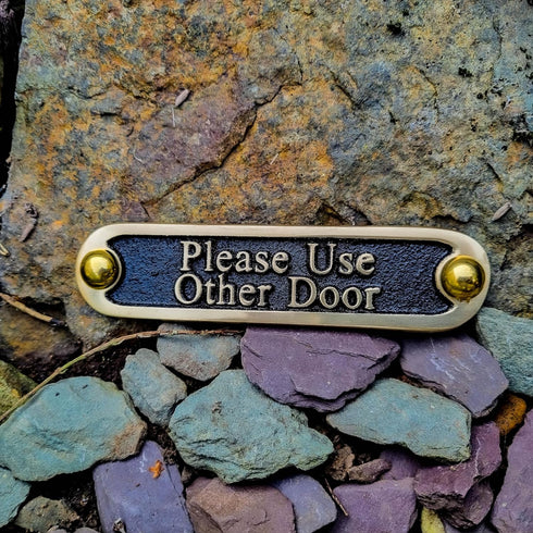 Please Use Other Door Brass Door Sign. Traditional Style Home Décor Wall Plaque Handmade By The Metal Foundry UK....