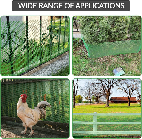 Upgraded Plastic Chicken Wire Fence Mesh - 15.7IN x 10FT- Black/Green/White Colors - Hexagonal Fencing for Gardening - Poultry Netting, Floral Net...