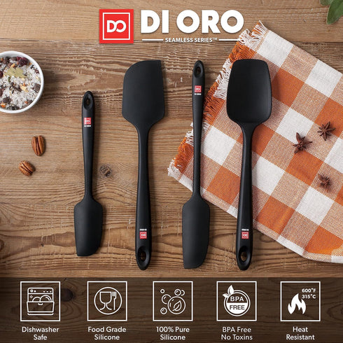 DI ORO Silicone Spatula Set - Rubber Kitchen Spatulas for Baking, Cooking, & Mixing - 600°F Heat-Resistant & BPA Free Silicone Scraper Spatulas fo...