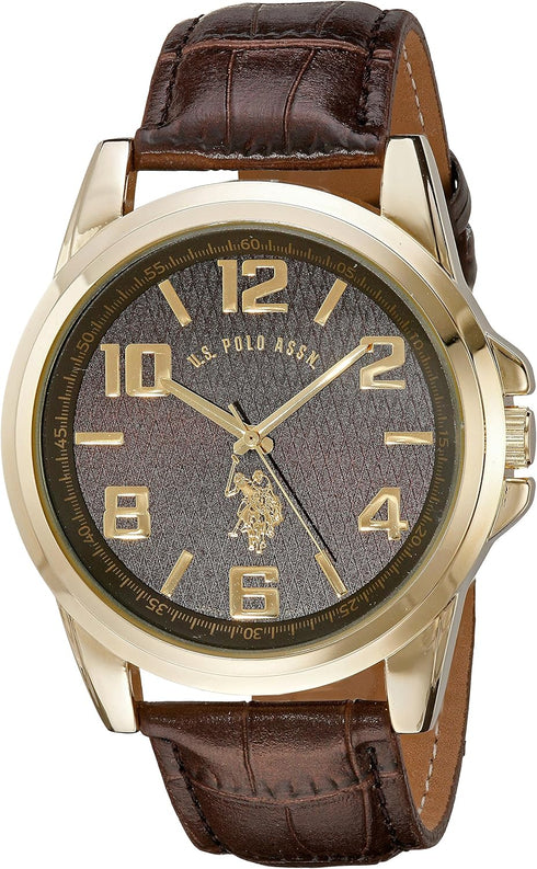 U.S. Polo Assn. Classic Men's USC50167 Gold-Tone Watch with Brown Band...