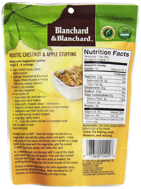 Blanchard & Blanchard Whole Chestnuts, Roasted & Peeled, 5.2 oz...