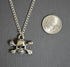 Gothic Skull and Crossbones Silver Finish Pewter Pendant Necklace...
