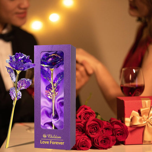 Childom Birthday Gifts for Women,Christmas Rose Gifts for Her Mom,Purple Rose Present for Her,Sweet Artificial Flower for Wife,Grandma,Women,Chris...