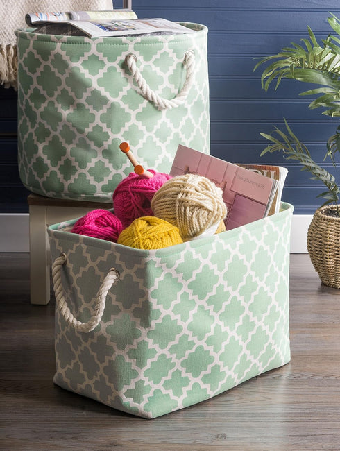 DII Polyester Container with Handles, Lattice Storage Bin, Medium, Bright Green...