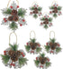 Pinecone Berry Pine Twig Christmas Ornaments - Set of 8 - Glittered Snowflakes and Bells with Pine Cones Greenery and Red Berries - Xmas Décor - C...
