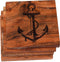Anchor Coasters, Nautical Coasters, Coastal Drink Coasters – Anchor Décor Boater Gifts, Engraved Acacia Wood Coasters with Anchor, Beach Themed Co...