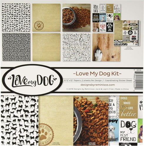 Reminisce (REMBC) Love My Dog Scrapbook Collection Kit, Multi Color Palette 12x12 inches...
