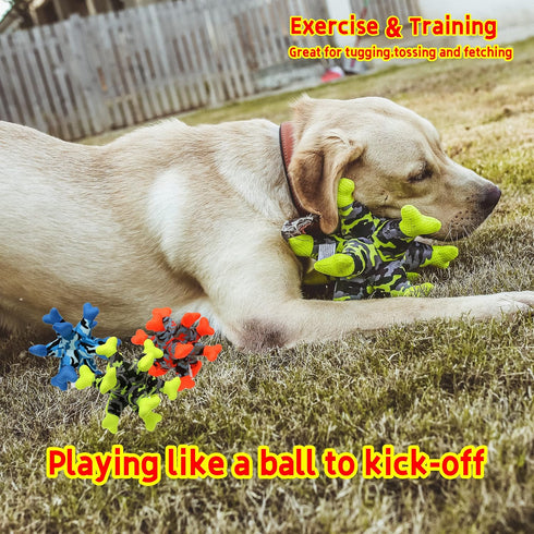 Dog Chew Squeaky Toys, Dog Teeth Cleaning Toy, Tug of War, Stuffed Jack Bone Toy with Squeakers, Durable Interactive Toy for Small Medium Large Do...