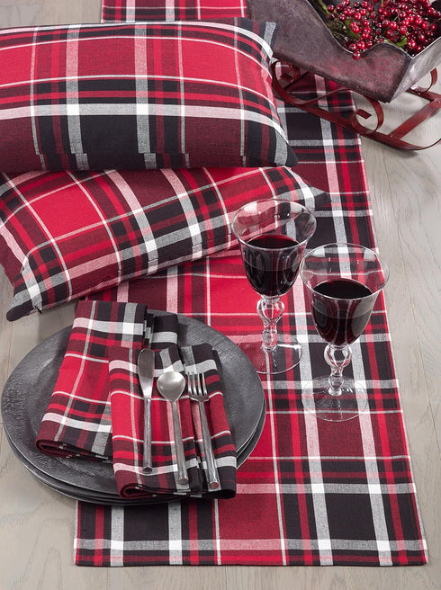 Saro Lifestyle Buffalo Plaid Cotton Table Runner, Red, 16" x 72"...