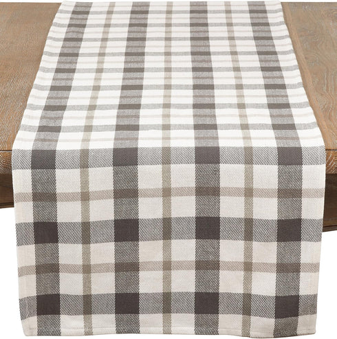 Saro Lifestyle Buffalo Plaid Table Runner, Grey, 16" x 72"...