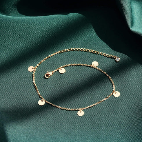 Tassel Disc Anklet,14K Gold Plated Boho Coin Cute Dainty Foot Chain Ankle Bracelet Chain Anklet for Women...