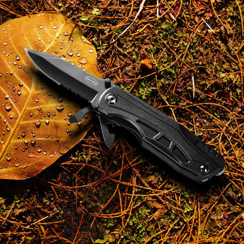 RoverTac Pocket Knife Multi Tool Tactical Knife Multitool Knife with Scissors Bottle and Can Opener Fire Starter Whistle Screwdriver Perfect for C...