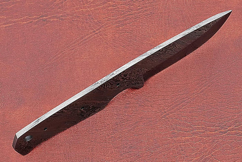 Straight Back Blank Blade Skinning Knife, 8 inches Long Hand Forged Damascus Steel 4" Scale Space with 3 Pin Hole & an Inserting Hole Space 3.5 in...